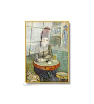 Dikey Çerçeveli Cam Vangogh 85 Modern Ev Dekoru Duvar Sanatı Ev Ofis Tablosu (Altın)