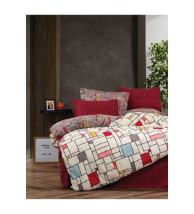 Cotton Box Modern Ranforce Tek Kişilik Nevresim Takımı-Joya Bordo