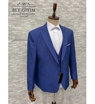 Carpin Classic Parlement Mavisi Yelekli Takım Elbise