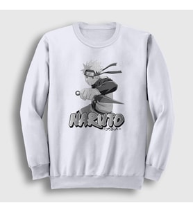 Presmono Unisex Beyaz Kunai Anime Naruto Sweatshirt 133681tt