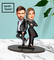 Kendin Tasarla Tesettürlü Çift Tasarımlı Karikatür Biblo 2