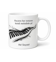 Piyano Tuşları Siyah Beyaz Çizimli Hayatın Ritimlerini Çalan Kupa Bardak Hediye