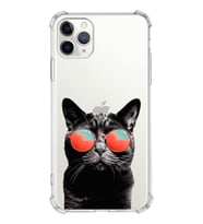 PrintiFy Apple iPhone 11 Pro Max Uyumlu Kedi 3 Baskılı Şeffaf Köşe Korumalı Antişok Kılıf