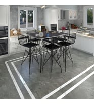 Knsz masa sandalye takımı hem105zengin grisyh 130*090 6 sandalye syhsyh kolçaklı