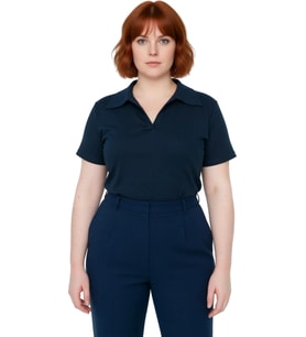 Kadın Basic Vücuda Oturan Polo Yaka Kısa Kollu Kaşkorse Bluz Cool & Comfort Yazlık Rahat Giyim