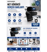 Northcity 1080P Full HD Webcam - 360° Dönen Başlık & Dahili Mikrofonlu USB Konferans Kamerası