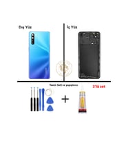 Oppo A91 Mavi Uyumlu Orta Kasa + Yapıştırıcı ve Vida Seti Full Kasa Kapak Gövde Housing