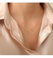 Kişiye Özel 925 Ayar Gümüş Çift İç İçe Kalp Kolye (Gold)
