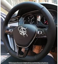 Golf 7 Jetta Passat Tiguan Polo-T-Roc F1 Dikmeli Araca Özel Direksiyon Kılıfı NOKTA DÜZ SİYAH İPLİ (Karışık)