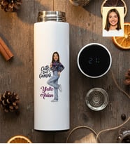 Kişiye Özel Karikatürlü Cute But Gemini İkizler Burcu Filtreli Dijital Göstergeli Termos Doğum Günü Hediyesi