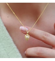 Kafes İçinde İnci Gold Kaplama Gümüş Kolye