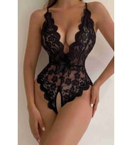 Mulvxley  Ley02 Özel Bölgesi Açık Dantelli Siyah  Babydoll Tm1277 (Mulvix)