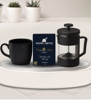 Siyah Mat Kupa & Alerya Premium Filtre Kahve & Siyah French Press Hediye Seti