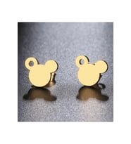 Mickey Mouse Model Altın Kaplama Gümüş Küpe