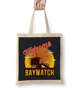 Welcome To Baywatch Lifeguard Tower Sunset Bez Çanta Uzun Saplı