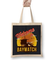 Welcome To Baywatch Lifeguard Tower Sunset Bez Çanta Uzun Saplı