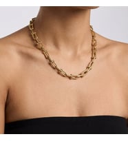 Valmont Accessories Altın Renk Kalın Zincir Halka Model 41+5 cm Ayarlanabilir Kadın Çelik Kolye