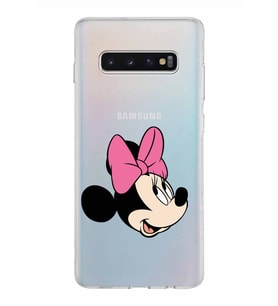 Samsung Galaxy S10 Plus Kapak Minnie Mouse Tasarımlı Şeffaf Silikon Kılıf