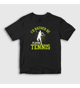 Presmono Unisex Çocuk Siyah I Rather Play Spor Tennis Tenis T-Shirt 334773tt
