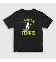 Presmono Unisex Çocuk Siyah I Rather Play Spor Tennis Tenis T-Shirt 334773tt