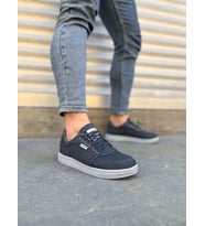 JY0118 REX Bağcıklı Keten Kumaş Erkek Günlük Sneaker Ayakkabı KGT - Füme
