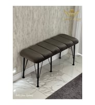 Siyah Metal Ayaklı Babyface Puf & Bench Koyu Füme