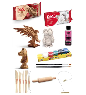 DAS Wood 350 Gr Modelling clay Ahşap Modelleme DAS 500 GR Beyaz Ebeşuar kil Seti