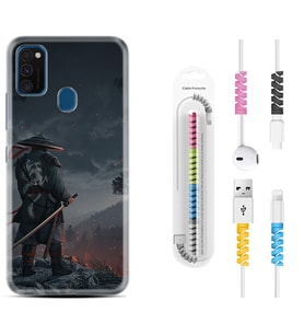 Samsung M21 M22 M23 M30 M31S M32 Kılıf Kablo Koruma Spiral Silikon Warrior 1653