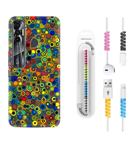 Tecno Spark 6 6 Go 8C 8 Pro 7 7 Pro Kılıf Kablo Koruma Spiral Silikon Nazar Boncukları 1746