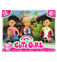 Mulvxurg  Urg02 Cute Girl Mini Bebek Ve Evcil Hayvan Üçlü Set (Mulvix)