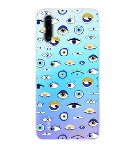 PrintiFy Huawei P30 ile Uyumlu Nazar Boncuğu 2 Baskılı Kamera Korumalı Şeffaf Silikon Kılıf