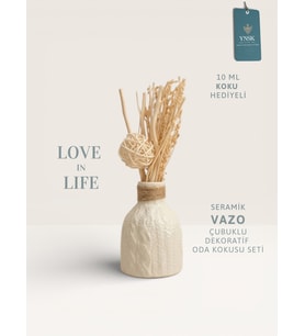 Love in Life  İthal Seramik Vazo Çubuklu Dekoratif Oda Kokusu Seti  Oda Kokusu Hediyeli
