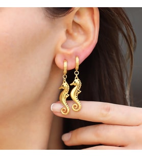 Deniz Atı Gold Gümüş Küpe