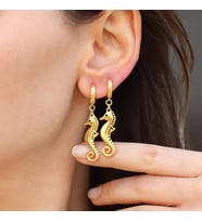 Deniz Atı Gold Gümüş Küpe