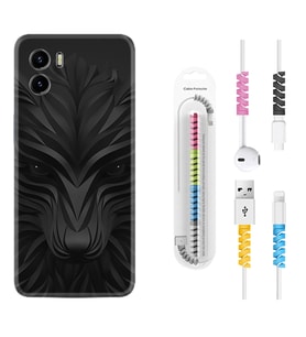 Vivo Y15S Y32 Y33S Y51 Y53S Kılıf Kablo Koruma Spiral Silikon Black Fox 1325