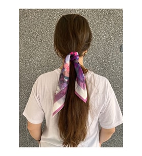 Şifon Saten Fular Desenli Fular Bandana Aksesuar