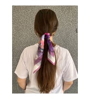 Şifon Saten Fular Desenli Fular Bandana Aksesuar