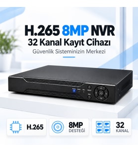 H.265 8MP 32 Kanal NVR Güvenlik Kamerası Kayıt Cihazı