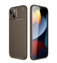iPhone 14 Kılıf Auto Focus Karbon Kapak - Kahverengi