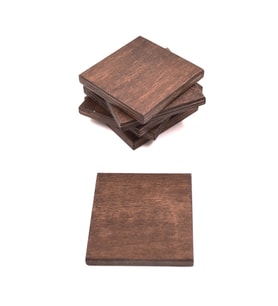 6'lı Minimalist ceviz rengi ahşap bardak altlığı 9cm x 9cm genişlikte 1cm kalınlıkta suya dayanıklı (Kahverengi)