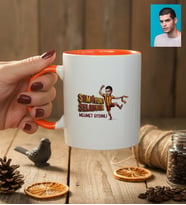 Kişiye Özel Karikatürlü Sarı Kırmızı Taraftar Kupa Bardak Doğum Günü Hediyesi