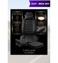 ibiza 2011 Koltuk ve Kılıf uyumlu Minder Siyah Yastık Lüks 2 Minder 2 Yastık