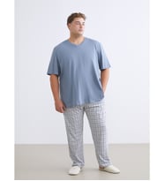 LC WAIKIKI Gri Büyük Beden Standart Kalıp Ekose Erkek Pijama Alt