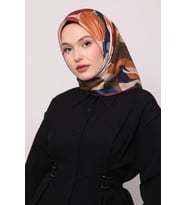 Levidor Kristal Eşarp Asimetrik Desen Lacivert Bordo