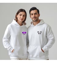 Sevgililer Günü Özel Kombin, 2 Ürün Kapüşonlu Hoodie Sweatshirt (Beyaz)