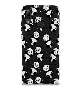 Huawei P Smart 2019 Uyumlu Lansman Kılıf Panda Tasarımlı İçi Kadife Kapak-Siyah (Şeffaf)