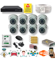 QROMAX 8 Kameralı Set - İnsan Yüz Araç Tanımalı Hareket Algılayan 5 MP SONY Lensli 36 IR Ledli DOME İç Mekan 1080P FULLHD Güvenlik Kamerası Seti D136B
