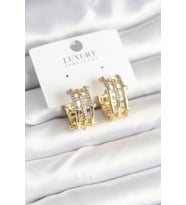 Pirinç Gold Renk Taşlı Halka Kadın Küpe - Tj-Bkp11238
