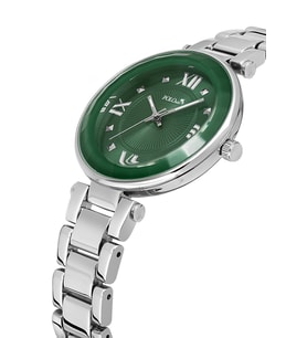 Polo Air Kristal Cam Kadın Kol Saati Gümüş Yeşil Renk PL-1569B4x (Yeşil Gümüş)