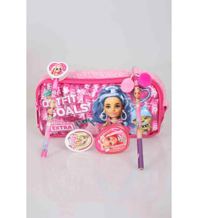 LİSANSLI BARBIE " PINK LOVE " SETİ TÜYLÜ KALEMLİK , PONPON KURŞUN KALEM,SİLGİ TEPELİ GEÇMELİ KALEM,SİLGİ VE KALEMTAŞ